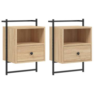 Wall-Mounted Bedside Cabinets - Sonoma Oak | HipoMarket