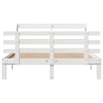 White Bed Frame with Headboard 140x200 cm | HipoMarket