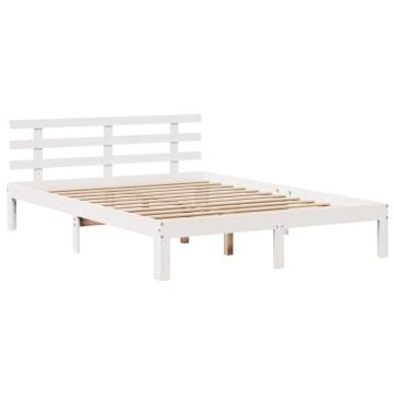 White Bed Frame with Headboard 140x200 cm | HipoMarket