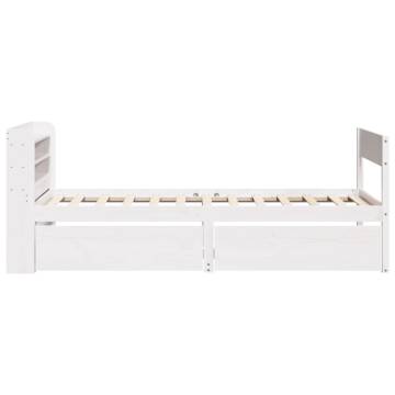 Stylish White Bed Frame 100x200 cm - Solid Pine Wood