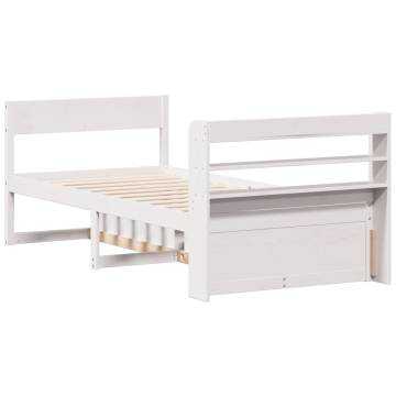 Stylish White Bed Frame 100x200 cm - Solid Pine Wood