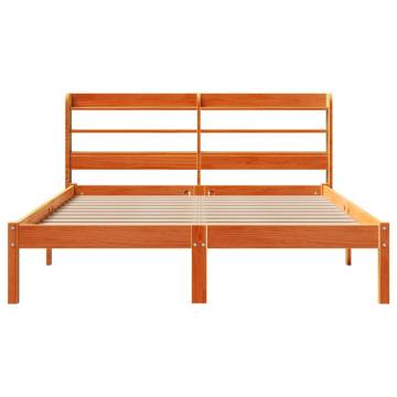 Wooden Bed Frame with Headboard - Wax Brown 120x200 cm