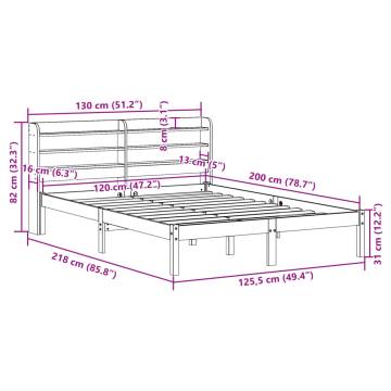 Wooden Bed Frame with Headboard - Wax Brown 120x200 cm