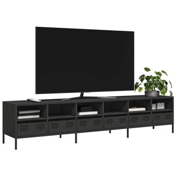 Stylish Black TV Cabinet - 202x39 cm - Durable Steel Design