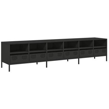 Stylish Black TV Cabinet - 202x39 cm - Durable Steel Design