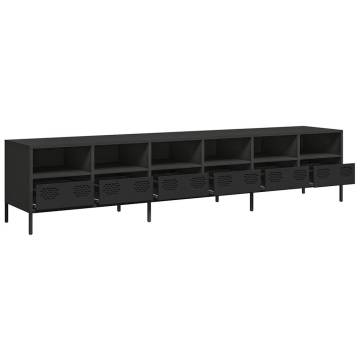 Stylish Black TV Cabinet - 202x39 cm - Durable Steel Design