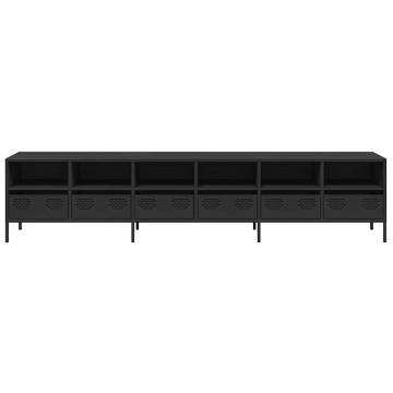 Stylish Black TV Cabinet - 202x39 cm - Durable Steel Design