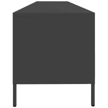 Stylish Black TV Cabinet - 202x39 cm - Durable Steel Design