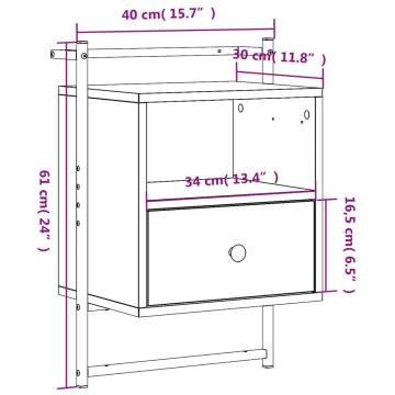 Wall-Mounted Bedside Cabinets - Sonoma Oak | HipoMarket