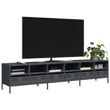 Stylish Anthracite TV Cabinet - Cold-Rolled Steel, 202x39 cm