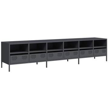 Stylish Anthracite TV Cabinet - Cold-Rolled Steel, 202x39 cm