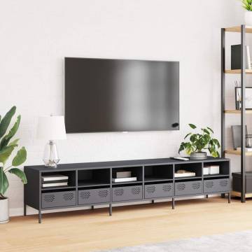 Stylish Anthracite TV Cabinet - Cold-Rolled Steel, 202x39 cm