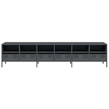 Stylish Anthracite TV Cabinet - Cold-Rolled Steel, 202x39 cm