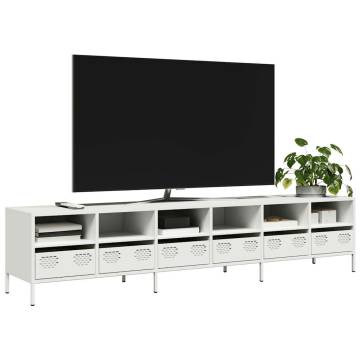 Stylish White TV Cabinet - 202x39x43.5 cm Cold-rolled Steel