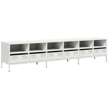 Stylish White TV Cabinet - 202x39x43.5 cm Cold-rolled Steel