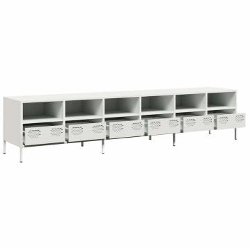 Stylish White TV Cabinet - 202x39x43.5 cm Cold-rolled Steel