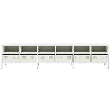 Stylish White TV Cabinet - 202x39x43.5 cm Cold-rolled Steel