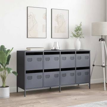 Stylish Anthracite Sideboard - Cold-rolled Steel 135x39x73.5 cm