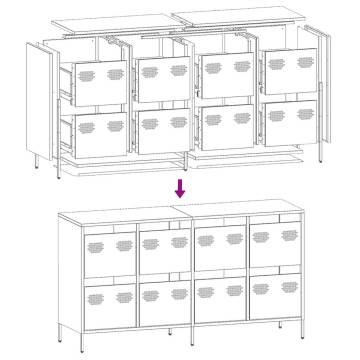 Stylish Anthracite Sideboard - Cold-rolled Steel 135x39x73.5 cm