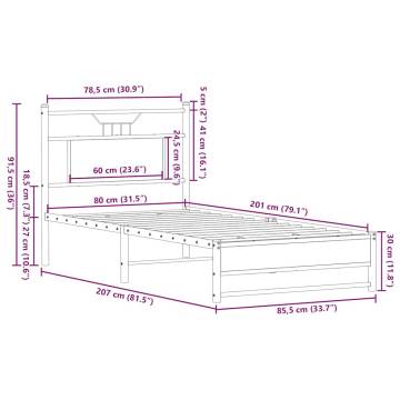 Smoked Oak Bed Frame 80x200 cm - Stylish and Durable Design