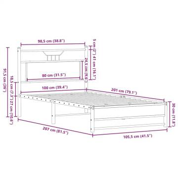 Smoked Oak Bed Frame 100x200 cm - Durable & Stylish