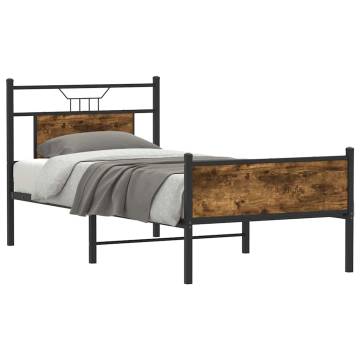 Smoked Oak Bed Frame 80x200 cm - Stylish & Durable Design