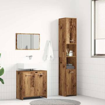 3 Piece Bathroom Furniture Set - Old Wood Engineered Wood