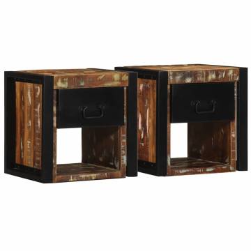 Multicolour Bedside Cabinets - 2 pcs Solid Reclaimed Wood | HipoMarket