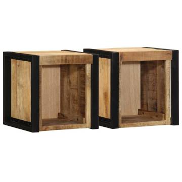 Bedside Cabinets 2 pcs - Solid Mango Wood | HipoMarket