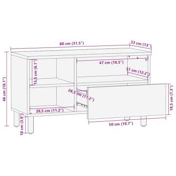 Stylish Solid Mango Wood TV Cabinet - 80x33x46 cm