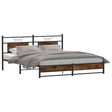 Metal Bed Frame Without Mattress - Smoked Oak 183x213 cm