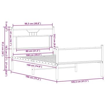 Smoked Oak Bed Frame 100x190 cm - Stylish & Durable