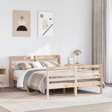 Stylish Wooden Bed Frame with Headboard - 140x190 cm