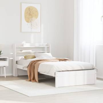 White Bed Frame with Headboard 100x200 cm | HipoMarket