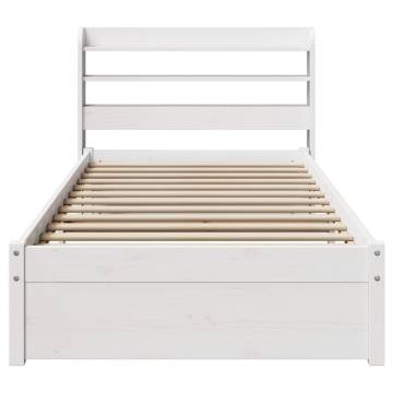 White Bed Frame with Headboard 100x200 cm | HipoMarket