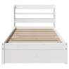 White Bed Frame with Headboard 100x200 cm | HipoMarket