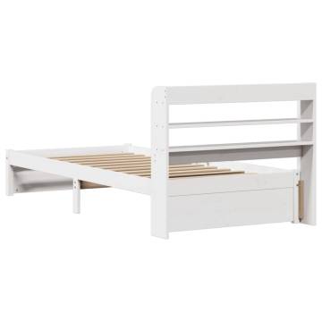 White Bed Frame with Headboard 100x200 cm | HipoMarket