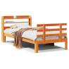 Wax Brown Bed Frame with Headboard - Small Single 75x190 cm