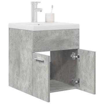 Stylish Bathroom Sink Cabinet with Basin & Faucet - Concrete Grey