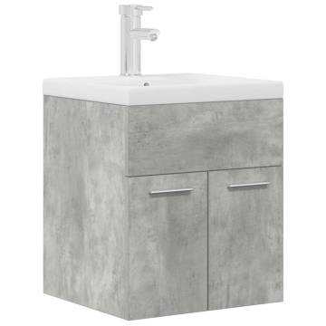 Stylish Bathroom Sink Cabinet with Basin & Faucet - Concrete Grey