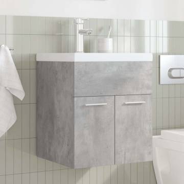 Stylish Bathroom Sink Cabinet with Basin & Faucet - Concrete Grey