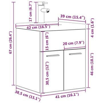 Stylish Bathroom Sink Cabinet with Basin & Faucet - Concrete Grey