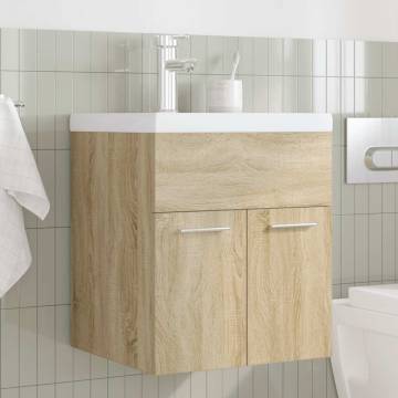 Stylish Bathroom Sink Cabinet with Basin & Faucet - Sonoma Oak