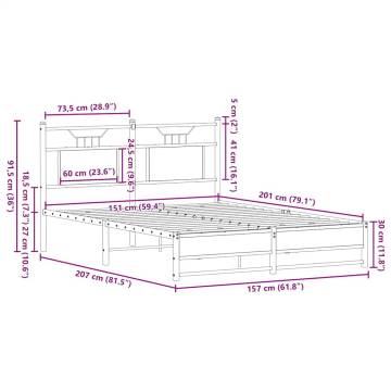 Sonoma Oak King Size Bed Frame 150x200 cm - Durable & Stylish