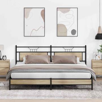 Sonoma Oak Metal Bed Frame 200x200 cm - Stylish & Durable