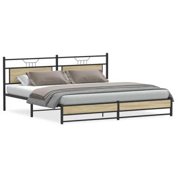 Sonoma Oak Metal Bed Frame 200x200 cm - Stylish & Durable