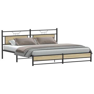 Sonoma Oak Metal Bed Frame 200x200 cm - Stylish & Durable