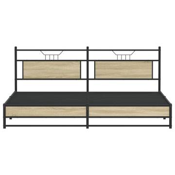 Sonoma Oak Metal Bed Frame 200x200 cm - Stylish & Durable