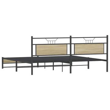 Sonoma Oak Metal Bed Frame 200x200 cm - Stylish & Durable