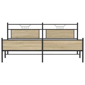 Sonoma Oak Metal Bed Frame 200x200 cm - Hipomarket UK